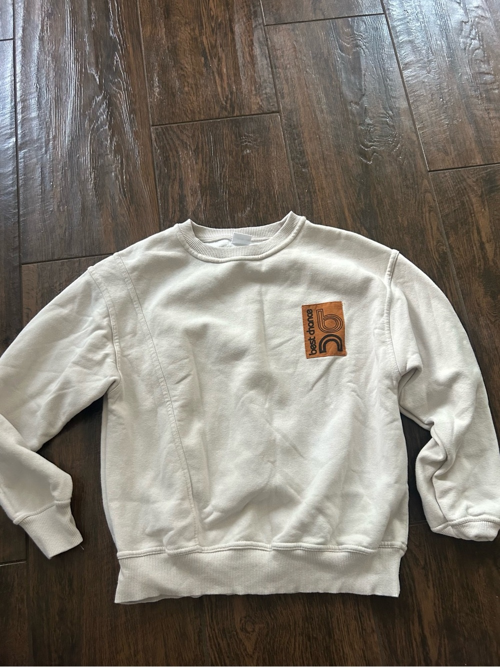 Zara Cream Crewneck Sweatshirt with Chest Patch